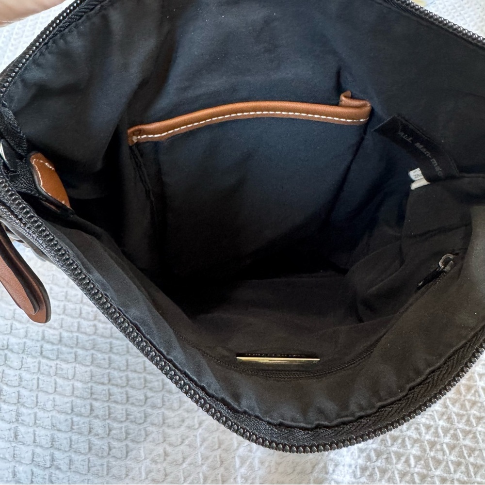 Giani Bernini Crossbody Bag Black Tan Saffiano Faux Leather Purse Shoulder EUC - Picture 8 of 12